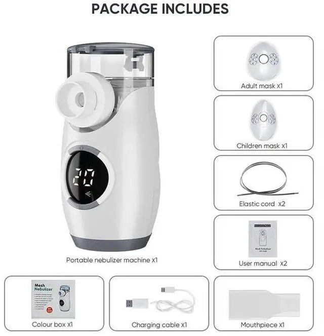 Alt view image 6 of 6 - Monport Portable Mesh Humidifier with 3 Modes - Ultra-Fine 5m Mist, LED Display, USB Rechargeable & Under 50dB for Bedroom, Office, Travel