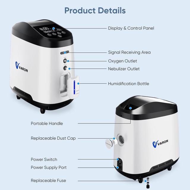 Alt view image 6 of 7 - Monport|Professional Desktop Oxygen Concentrator Machine w/ Nebulizer - 45dB Quiet, SOS Alert & Remote for Office Wellness
