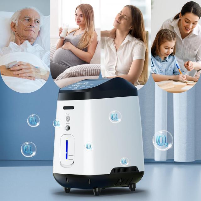 Alt view image 3 of 7 - Monport|Professional Desktop Oxygen Concentrator Machine w/ Nebulizer - 45dB Quiet, SOS Alert & Remote for Office Wellness