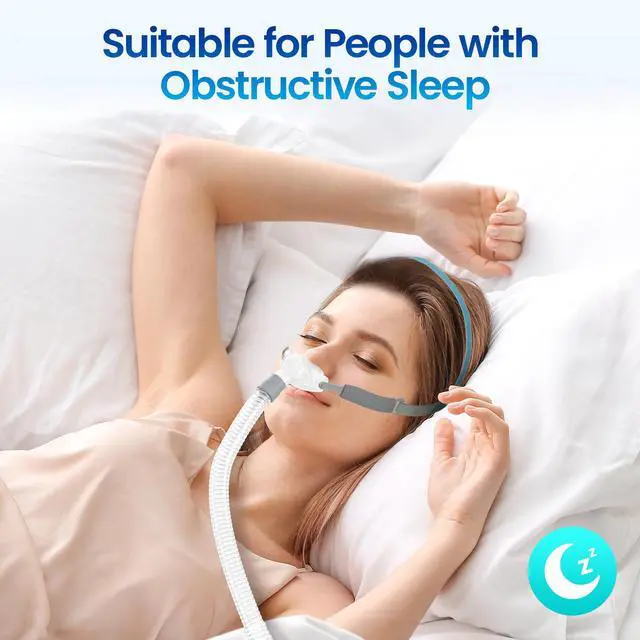 Alt view image 3 of 6 - Monport| Nasal CPAP Mask for Sleep Apnea with 3-Size Pillows (S/M/L) - Adjustable Headgear & 360° Swivel Elbow - Quiet Leak-Proof Design, Washable Reusable CPAP Supplies