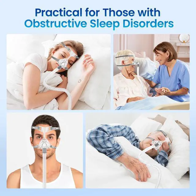 Alt view image 2 of 6 - Monport| Nasal CPAP Mask for Obstructive Sleep Apnea - 4-Point Adjustable Headgear & Dual-Layer Silicone Cushion - 360° Quiet Ventilation, Quick-Release Elbow & Reusable Design (Standard Size)