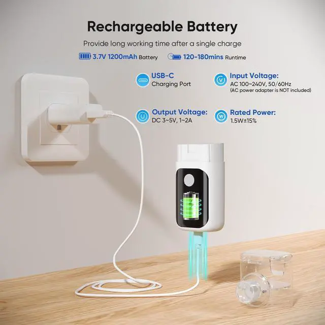 Alt view image 4 of 6 - Monport| Handheld Nebulizer for Adults Kids - 3 Speed Modes, USB-C Rechargeable, Self-Clean Function, Quiet Inhaler with LCD Screen & Masks  (For Cough, Cold, Asthma - Home & Travel Use)