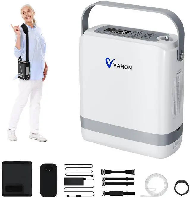 Main image of Monport| Portable Oxygen Concentrator with Pulse Flow - [8 Flow Settings], 93% O Concentration, Rechargeable Battery (4 Hours), 48dB, AC/Battery Use, Includes 4-Way Carry Bag