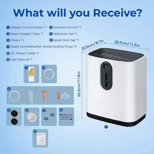 Alt view image 7 of 7 - Monport|7L/min Dual-Purpose Oxygen Concentrator with Nebulizer & Negative Ion Technology, Adjustable Flow, 0.5-4H Timer, Remote Control, 48dB Quiet Operation, for Home Use (AC110V)