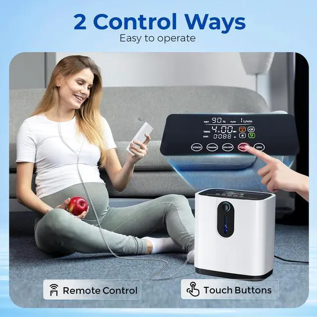Alt view image 6 of 7 - Monport|7L/min Dual-Purpose Oxygen Concentrator with Nebulizer & Negative Ion Technology, Adjustable Flow, 0.5-4H Timer, Remote Control, 48dB Quiet Operation, for Home Use (AC110V)