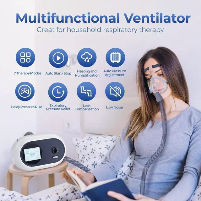 Alt view image 6 of 7 - Monport|CPAP Machine, Bilevel Positive Airway Pressure (BiPAP) Machine, 7 Therapy Modes APAP BIPAP S T ST VGPSS, with Humidifier, Full Face Mask, for Sleep Apnea, Snoring, Lung Dysfunction, Home Use