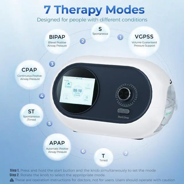 Alt view image 4 of 7 - Monport|CPAP Machine, Bilevel Positive Airway Pressure (BiPAP) Machine, 7 Therapy Modes APAP BIPAP S T ST VGPSS, with Humidifier, Full Face Mask, for Sleep Apnea, Snoring, Lung Dysfunction, Home Use