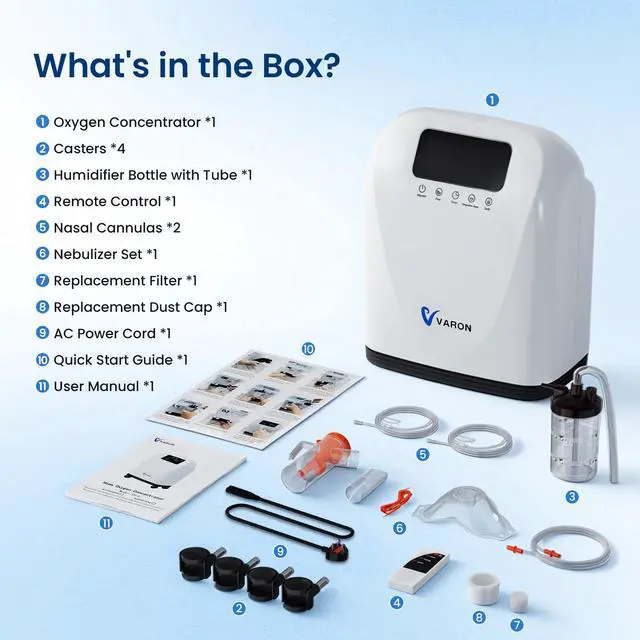 Alt view image 7 of 7 - Monport|VH-4 9L/min Home Oxygen Concentrator with Nebulizer, 90% Oxygen Concentration, Remote Control, Timer & Wheels for Elderly, Pregnant Women, Office Use