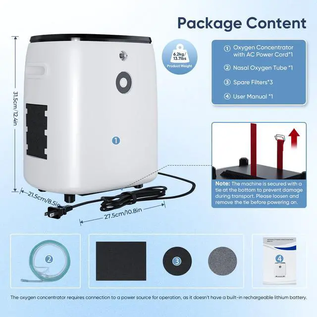 Alt view image 7 of 7 - Monport|Home Oxygen Concentrator Adjustable 1-7 L/min Flow Up to 93% Oxygen Concentration 45dB Quiet LCD Display Home Use
