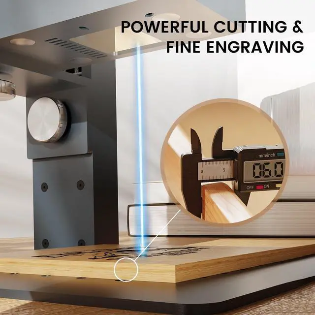 Alt view image 3 of 7 - Monport|6W Handheld Laser Engraver, 0.05mm High Precision Laser Cutter with Electric Lift Stand, Dual Red Light Focus, 600mm/s Fast Engraving Speed, Wi-Fi & USB Connection