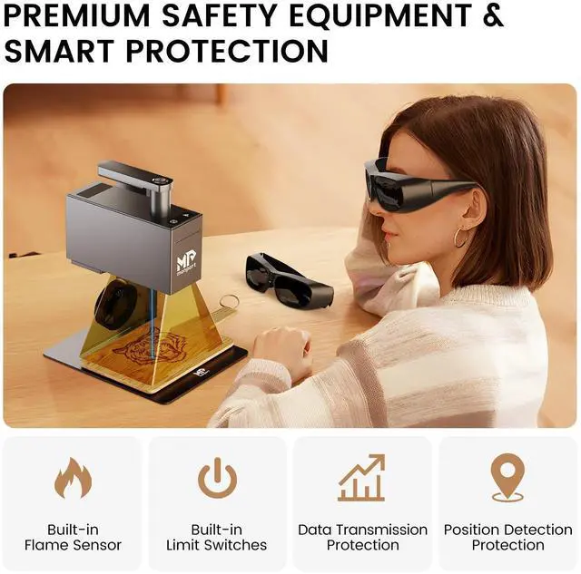 Alt view image 6 of 7 - Monport|6W Handheld Laser Engraver, 0.05mm High Precision Laser Cutter with Electric Lift Stand, Dual Red Light Focus, 600mm/s Fast Engraving Speed, Wi-Fi & USB Connection