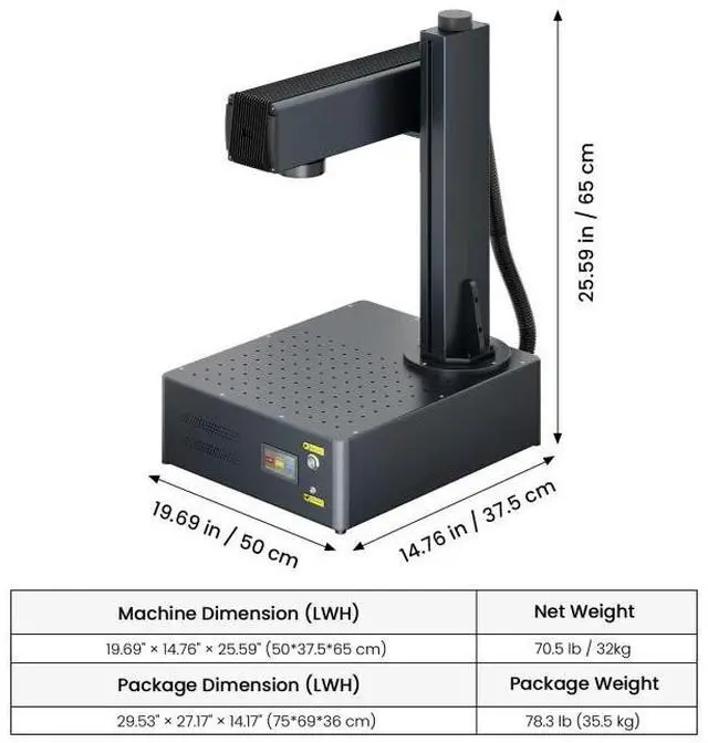 Alt view image 2 of 7 - Monport |GA 100W MOPA Fiber Laser Integrated Engraver & Color Marking Machine with AutoFocus