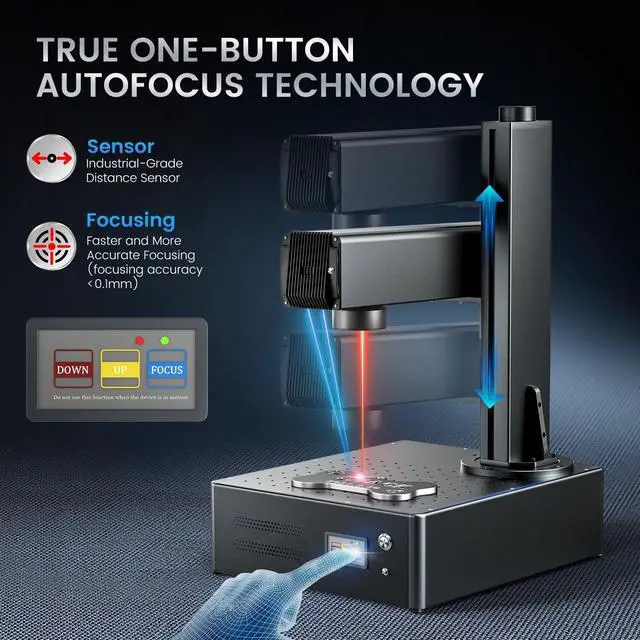 Alt view image 3 of 7 - Monport |GA 100W MOPA Fiber Laser Integrated Engraver & Color Marking Machine with AutoFocus