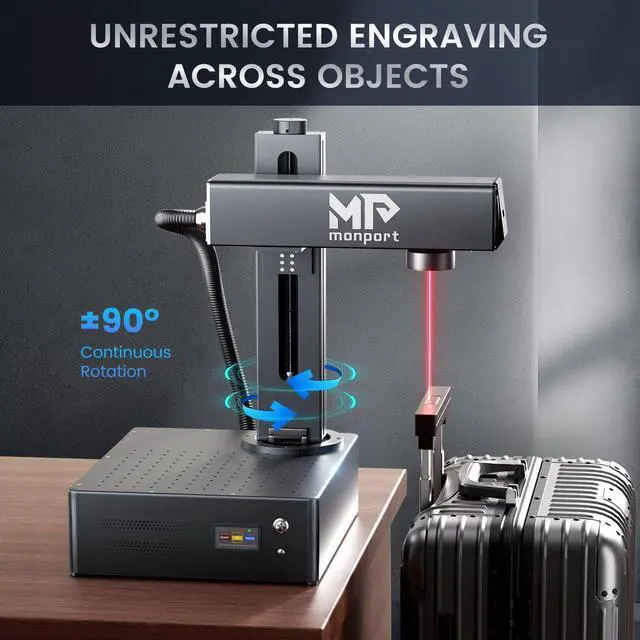 Alt view image 5 of 7 - Monport |GA 100W MOPA Fiber Laser Integrated Engraver & Color Marking Machine with AutoFocus