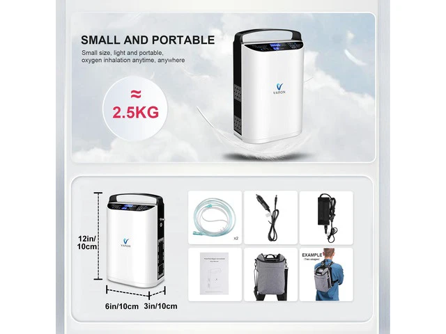 Alt view image 3 of 7 - Monport|Portable Pulse Oxygen Concentrator, 5 Adjustable Flow Levels, Dual Mode (Sensing Pulse & Constant Pulse), 90%±3% Purity, Detachable Battery, AC/DC Universal Power, Low Noise