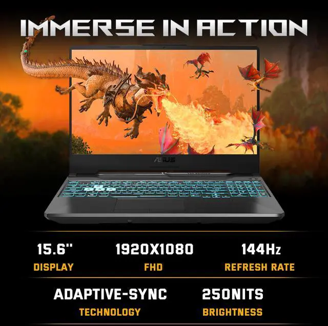 Alt view image 4 of 7 - ASUS TUF A15 15.6" FHD 144Hz Gaming Laptop, 64GB DDR5 RAM, 2TB SSD, AMD Ryzen 7 7435HS, GeForce RTX 3050 4GB GDDR6, Windows 11, RGB Backlit Keyboard, Webcam, Black, 128GB Docking Station Set