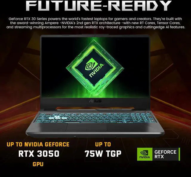 Alt view image 6 of 7 - ASUS TUF A15 15.6" FHD 144Hz Gaming Laptop, 64GB DDR5 RAM, 2TB SSD, AMD Ryzen 7 7435HS, GeForce RTX 3050 4GB GDDR6, Windows 11, RGB Backlit Keyboard, Webcam, Black, 128GB Docking Station Set