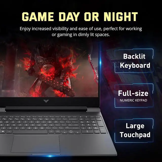 Alt view image 7 of 7 - HP Victus 15.6" Gaming Laptop, 144Hz FHD IPS Display, AMD Ryzen 5 7535HS, 8GB DDR5, 512GB SSD, AMD Radeon RX 6550M, Backlit Keyboard, Wi-Fi 6, Win 11 Pro,  Silver, 160GB Docking Station Set