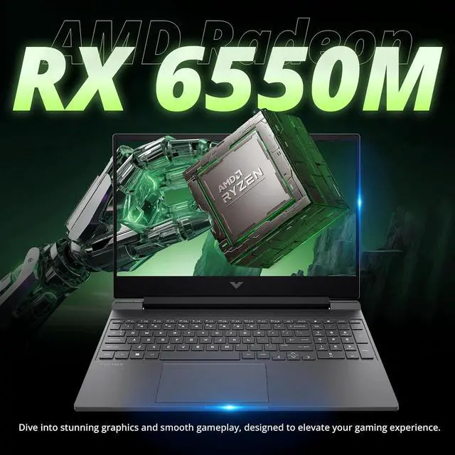 Alt view image 5 of 7 - HP Victus 15.6" Gaming Laptop, 144Hz FHD IPS Display, AMD Ryzen 5 7535HS, 8GB DDR5, 512GB SSD, AMD Radeon RX 6550M, Backlit Keyboard, Wi-Fi 6, Win 11 Pro,  Silver, 160GB Docking Station Set