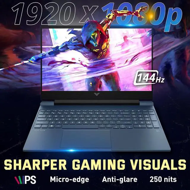 Alt view image 6 of 7 - HP Victus 15.6" Gaming Laptop, 144Hz Full HD IPS Display, Intel-i5 12450H, 8GB Memory, 512GB SSD + 160GB Docking Station Set, NVIDIA GeForce RTX 3050, Backlit Keyboard, Wi-Fi 6, Win 11 Pro, Blue