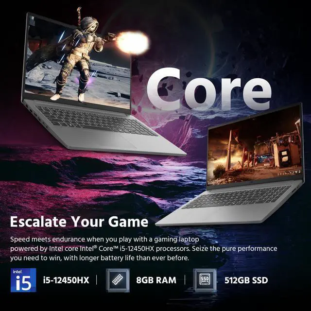 Alt view image 3 of 7 - Lenovo LOQ Essential 15.6" Gaming Laptop, 144Hz FHD IPS Display, 8GB DDR5 RAM, 512GB SSD, Intel i5-12450HX, NVIDIA GeForce RTX 2050 Graphics, Win 11, Wi-Fi 6, Gray, 128GB Docking Station Set