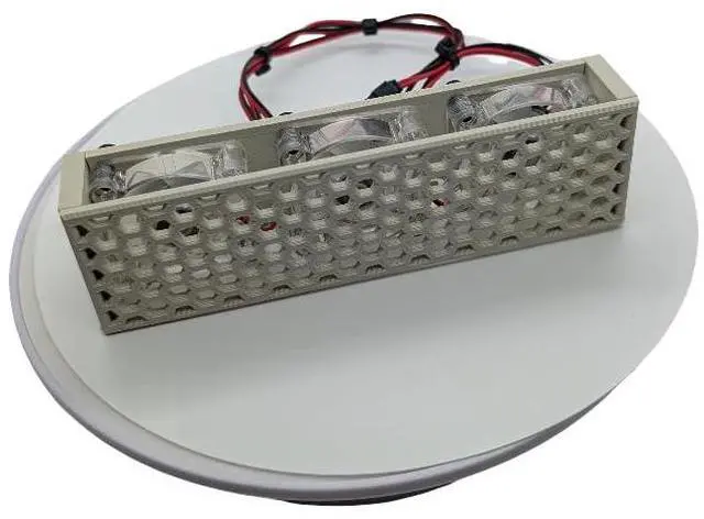 Main image of 5.25 inch Fan Assembly fits optical drive bay with RGB lights vented hexagon small - hex . Beige - khaki replacement computer tower parts.