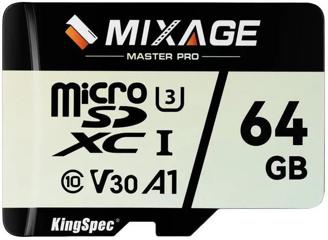 Main image of MIXAGE 64GB microSDXC Memory Cards, UHS-I, V30, A1, 4K UHD Micro SD Card, Speed Up to 175MB/s, 3D NAND Flash MicroSD 64GB 1 Pack