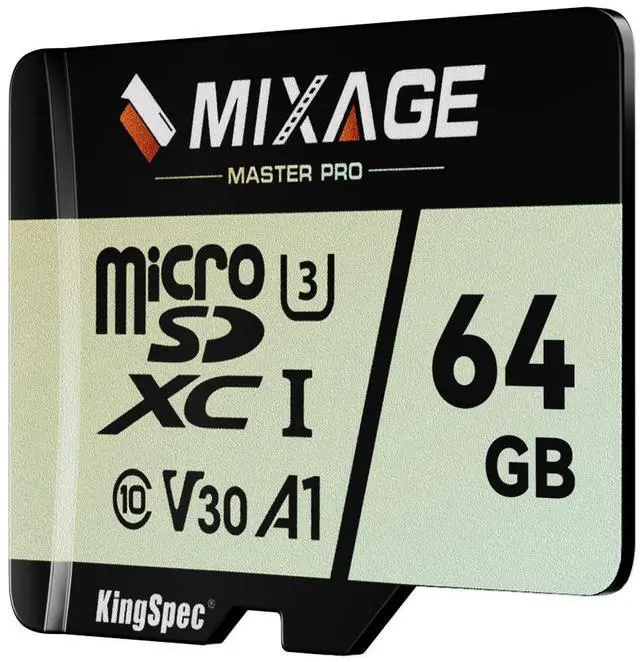 Alt view image 2 of 6 - MIXAGE 64GB microSDXC Memory Cards, UHS-I, V30, A1, 4K UHD Micro SD Card, Speed Up to 175MB/s, 3D NAND Flash MicroSD 64GB 1 Pack
