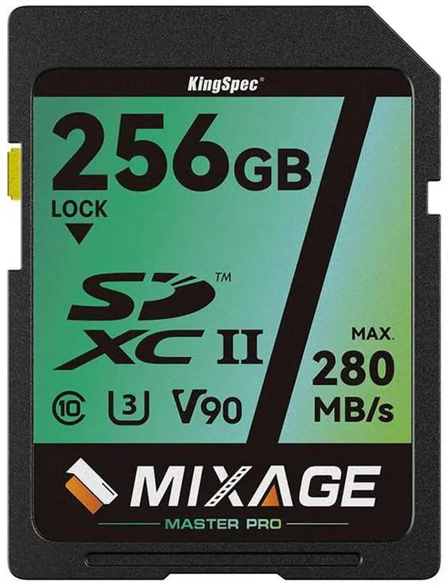 Main image of MIXAGE High Speed 256GB C10 UHS-II U3 V90 A1 SD Memory Card Read/Write Speed Up to 280/269MB/s For 4K/8K Video Recording 256GB