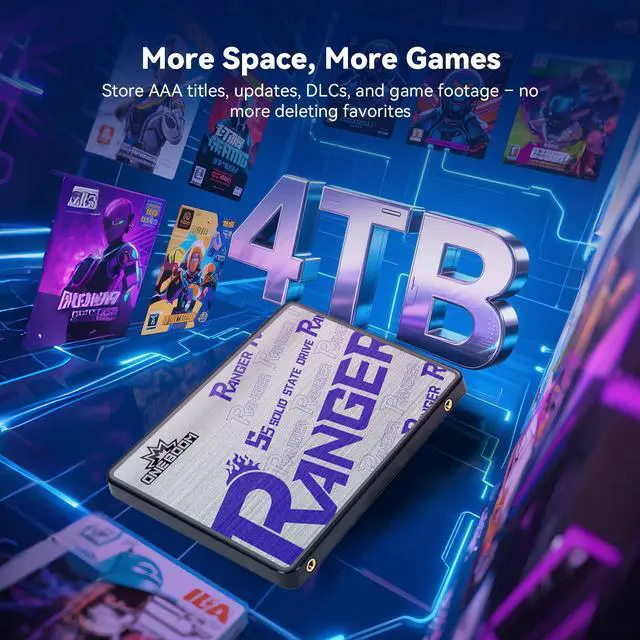 Alt view image 5 of 7 - ONEBOOM Gaming Series 2.5 inch SATA SSD 4TB Solid State Drive Internal 560MB/s SATA III 3D NAND Flash For PC, Laptop, Desktop 4TB