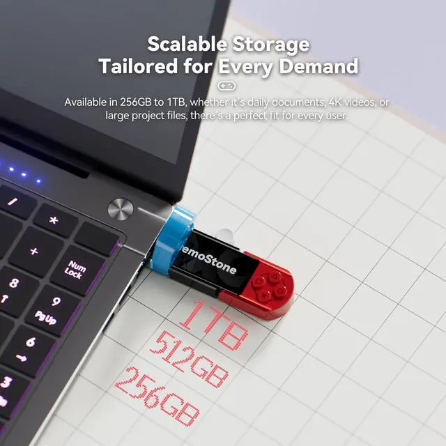 Alt view image 5 of 6 - MemoStone 256GB External SSD USB3.2 Gen2 Speed Up to 1030MB/s Portable Solid State Drive Dual Type C & Type A Interface 10Gbps For wide compatibility Device 1TB