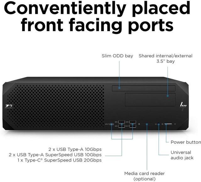 Alt view image 2 of 6 - HP Z2 G5 SFF Workstation PC - Intel i7-10700 8 Core, 16GB DDR4 RAM, 512GB NVMe SSD, AC WiFi, USB Type-C, Windows 11 Pro - Business Professional Small Form Factor Desktop Computer-
Graphics Card:P1000