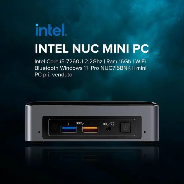 Main image of Restored Intel NUC NUC7i5BNK Mini PC/HTPC, Intel Core i5-7260U Upto 3.4GHz, 16GB DDR4, 256GB SSD, Windows 11 Pro, Wifi, Bluetooth, 4k Support, Dual Monitor Capable, Thunderbolt 3