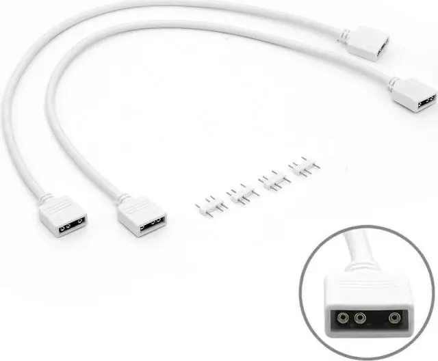 Alt view image 2 of 6 - 2-Pack 1-to-1 ARGB Extension Cable, White 5V 3-Pin Female to Female ARGB Addressable RGB Adapter Cable, ARGB LED Sync Cable for Extend PC Computer ARGB Fans Or ARGB LED Lights, 11.8 Inches