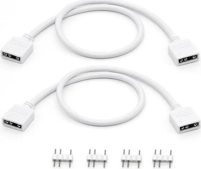 Alt view image 3 of 6 - 2-Pack 1-to-1 ARGB Extension Cable, White 5V 3-Pin Female to Female ARGB Addressable RGB Adapter Cable, ARGB LED Sync Cable for Extend PC Computer ARGB Fans Or ARGB LED Lights, 11.8 Inches