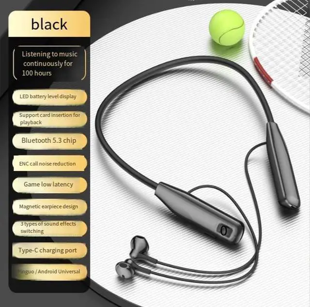 Alt view image 2 of 5 - Y12P Wireless Bluetooth Head phones- Neck Strap Style, Plug-in Card, Ultra-long Battery Life, Long,range Connectivity,