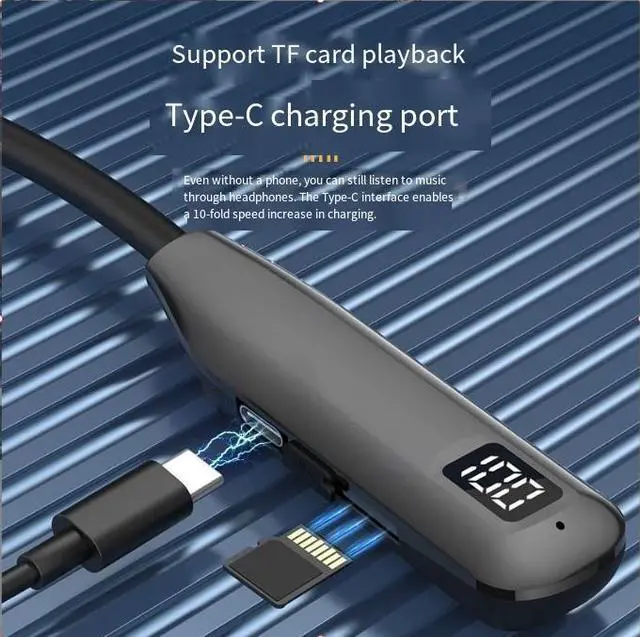 Alt view image 5 of 5 - Y12P Wireless Bluetooth Head phones- Neck Strap Style, Plug-in Card, Ultra-long Battery Life, Long,range Connectivity,