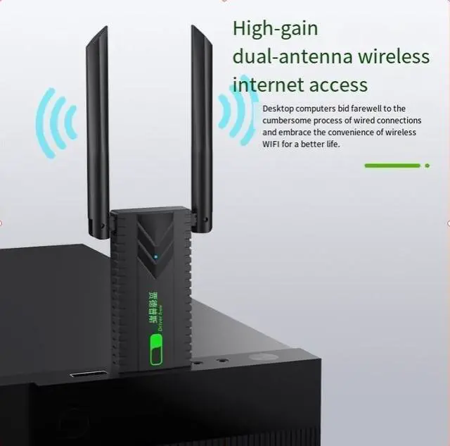Alt view image 3 of 3 - 1300m5g dual-band ac gigabit USB wireless network card -Wi-Fi network receiver with external transmitter
