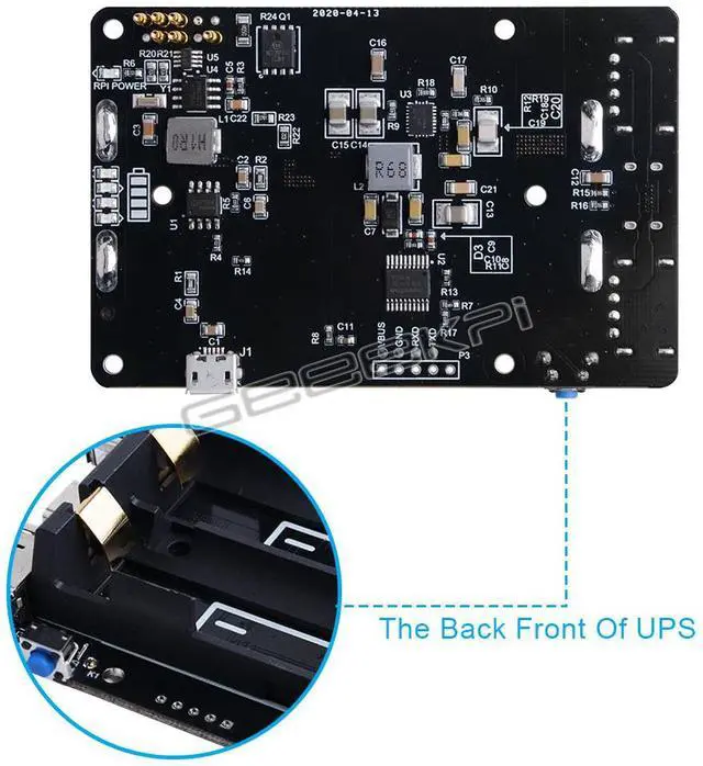Alt view image 5 of 5 - Suitable for Raspberry Pi 3B/3B+/4B UPS power supply for measuring 5V output and reading RTC battery level