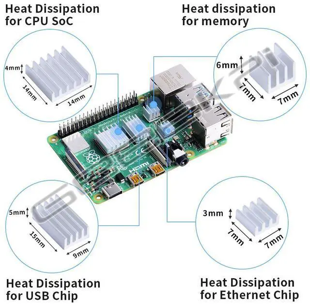Alt view image 2 of 3 - Suitable for Raspberry Pi 4B heat sink kit