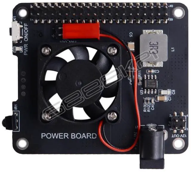 Alt view image 3 of 5 - Suitable for Raspberry Pi (raspberry pi 4/3B+) power board with 5V4A powersupply,equipped with fan and infrared remote control.