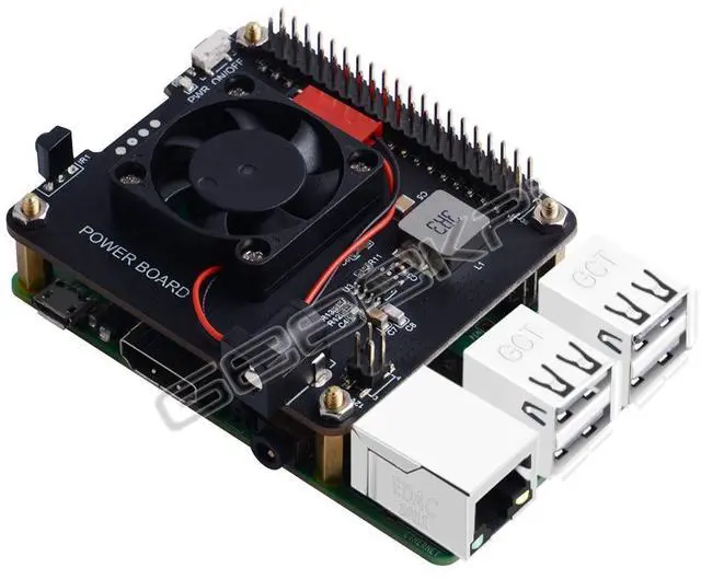 Alt view image 5 of 5 - Suitable for Raspberry Pi (raspberry pi 4/3B+) power board with 5V4A powersupply,equipped with fan and infrared remote control.