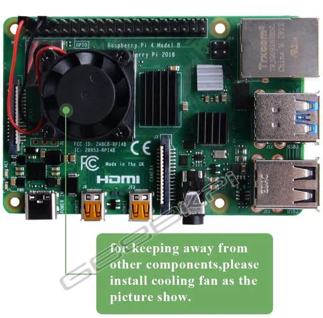 Alt view image 4 of 5 - Suitable for Raspberry Pi 4B cooling fan kit