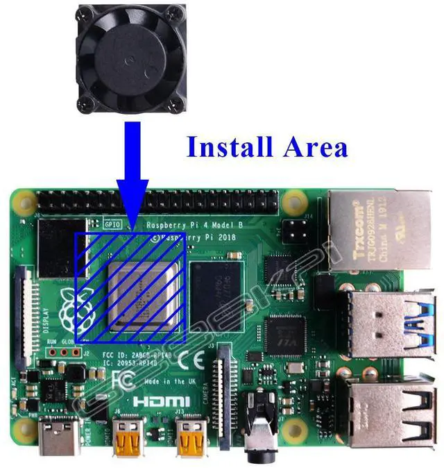Alt view image 5 of 5 - Suitable for Raspberry Pi 4B cooling fan kit