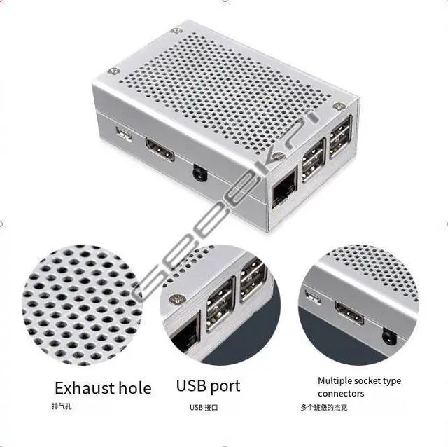 Main image of Suitable for Raspberry Pi 3B/3B+ metal casing aluminum box in silver color