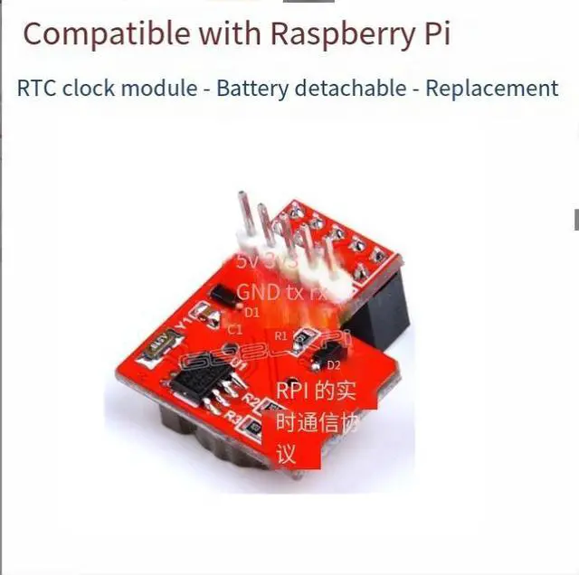 Main image of Compatible with Raspberry Pi RTC clock module. Battery is detachable. Replacement available.