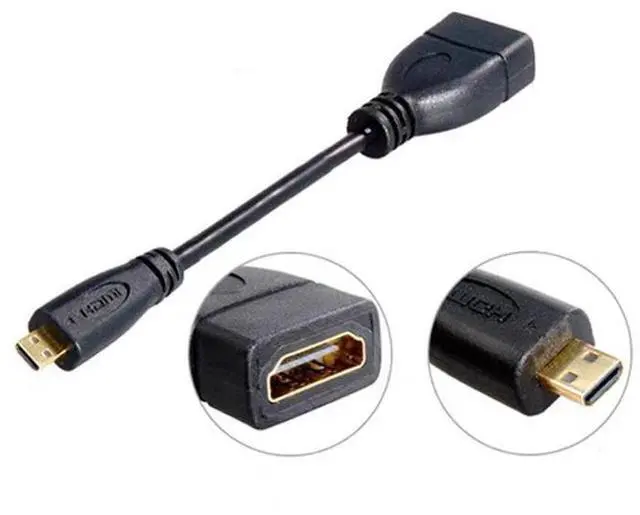 Alt view image 2 of 5 - Micro HDMl to HDMl Female High-Definition Adapter HDMl Female to Micro Male Extension Cable Version 1.4 High Definition