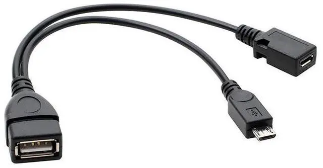 Alt view image 5 of 5 - External power supply compatible with mobile phones, tablets. Micro UsB OTG data cable with power supply port. MicrUSBcable.