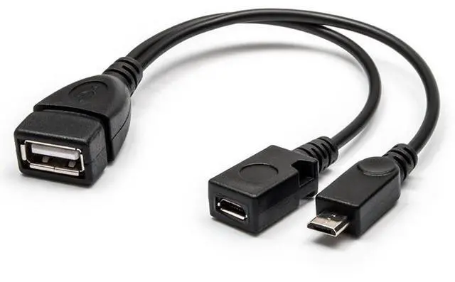 Alt view image 4 of 5 - External power supply compatible with mobile phones, tablets. Micro UsB OTG data cable with power supply port. MicrUSBcable.