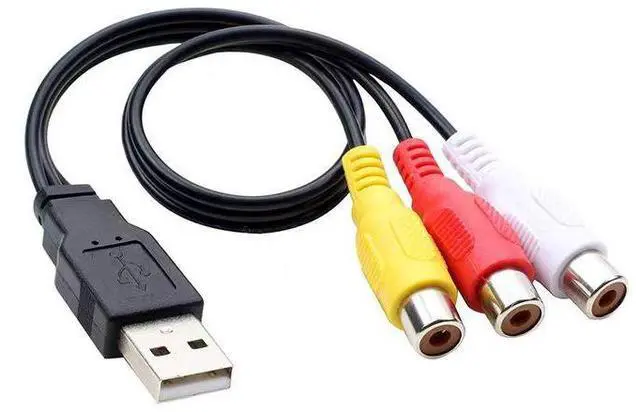 Main image of USB male to 3RCA female AV audio cable 3RCA USBA male to three-lobed female connector video/audio cable 25cm
